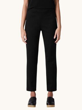 Eileen Fisher Washable Flex Ponte Slim Pants Size PM Petite Medium Black Ankle